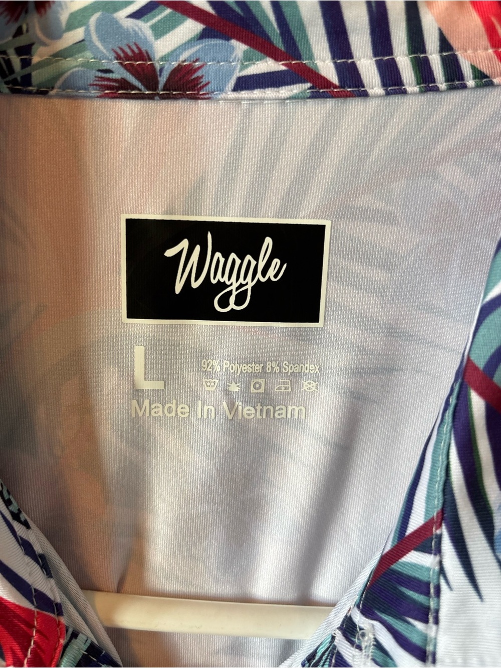 Mens Waggle Collared Golf Hawiian Tropics Palm Polo - Picture 6 of 8